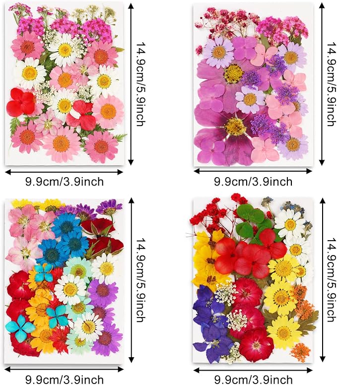 Augshy 141Pcs Dried Pressed Flowers for Resin, Natural Dried Flowers Real Pressed Flower for Crafts, Resin Mold Scrapbooking, Candle, Soap Making DIY, Epoxy Resin Supplie