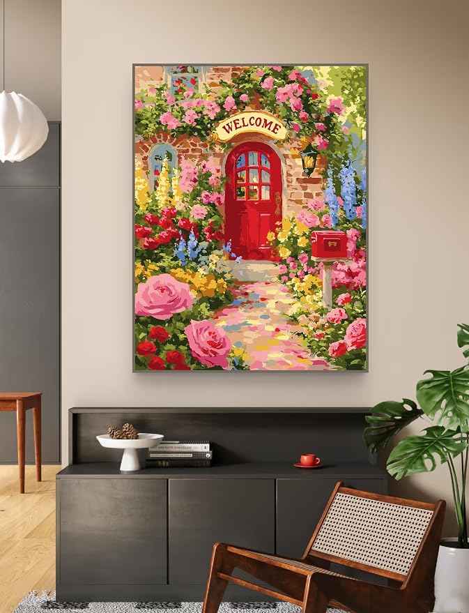 ZRIZQ Flowers Paint by Numbers Kit for Adults Beginner,Garden,16x20