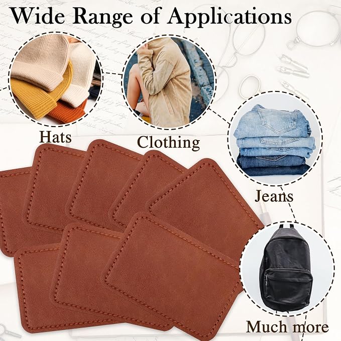 50 Pack Blank Leatherette Hat Patch with Adhesive, Rectangle Laserable Leatherette Patch, Faux Leather Patches for Hats Custom Fabric Repair Sew Laser Supplies (Terracotta)