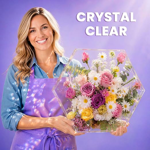 LET'S RESIN 34oz Crystal Clear Epoxy Resin, Casting Resin for Beginners | 2 Part Resin and Hardener for Crafts, Bubble Free & Low Odor, Anti-Yellowing, Casting Molds, Jewelry, Art, Easy to Mix