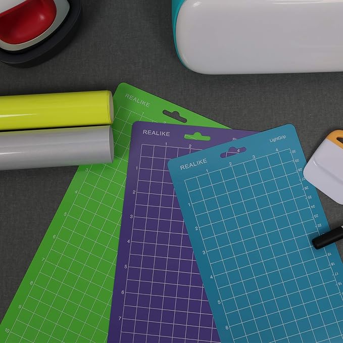 REALIKE Cutting Mat Compatible with Cricut Joy(4.5x12 inch,StandardGrip, LightGrip, StrongGrip 3Mats),Durable Adhesive Cutting mats for Joy Accessories