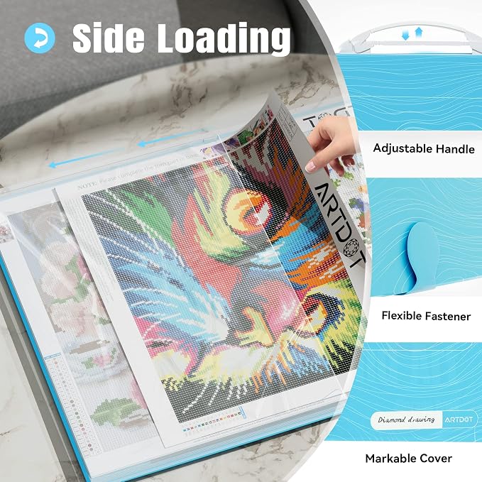 ARTDOT A2 Storage Book for Diamond Art Kits, Diamond Art Portfolio Folder with 30 Pocket Slevees Protectors (39.7 x 56cm)