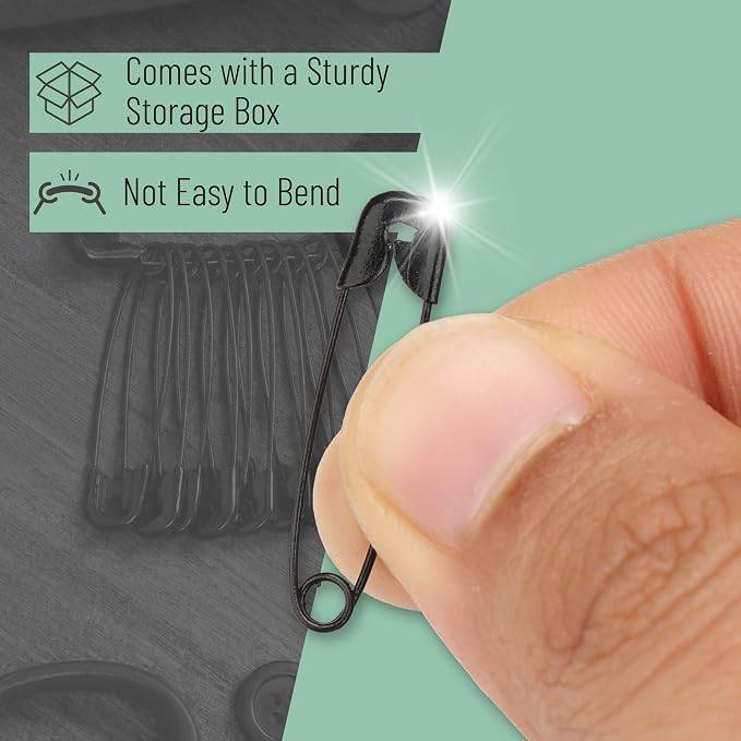 Mr. Pen- Small Safety Pins, 1.1 Inch, 1000 Pack, Black, Nickel Plated Steel