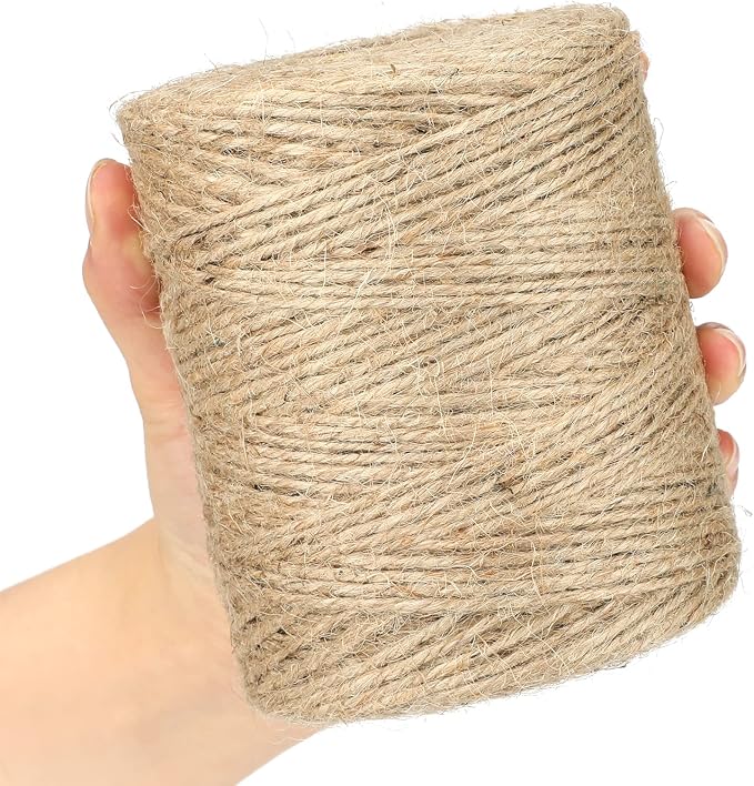 KINGLAKE Natural Jute Twine - 820 Feet, Arts & Crafts, Christmas, Durable Packing String, Brown