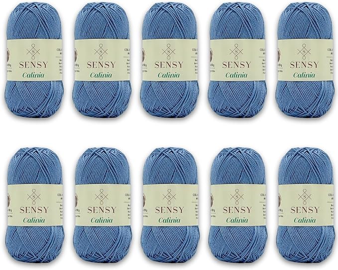 S Sensy Calinia-Mercerized Giza Cotton #2 Fine Yarn 10 Skein Baby Blue 131y