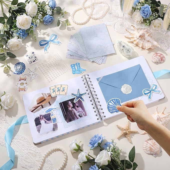 Humyoun Letters to Bride Scrapbook,8.5 X 7 Inch,Ocean,Blue