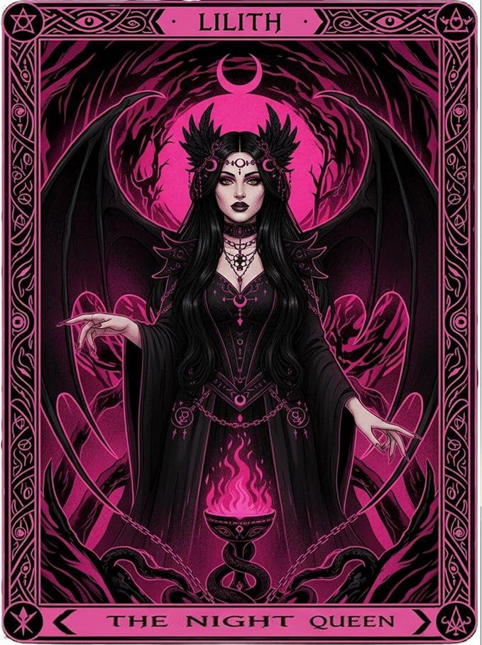 GQYCZZ Lilith Queen of the Night Diamond Art Kits for Adults, Tarot Card Diamond Painting Kits for Beginners, DIY 5D Gothic Full Drill Round Diamond Painting Gem Art for beginner, Home Wall Decor12x16