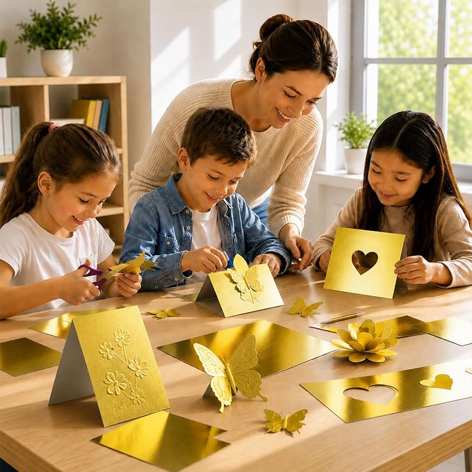 25 Sheets Bright Gold Mirror Cardstock Paper 8.5 x 11 Metallic Shimmer Sheets 250gsm/92lb Heavyweight Scrapbook Paper for Certificates, Invitations, Greeting Cards, Crafts, Graduations