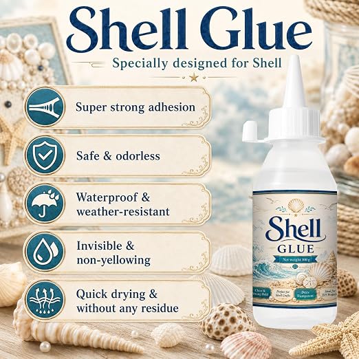 1DFAUL 200g Shell Glue Clear, Shell Strong Adhesive, Fast Dry, Waterproof