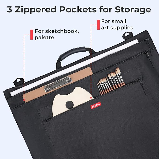 Nicpro Light Weight Art Portfolio Bag, 32x42 Extra Large Art Portfolio Case