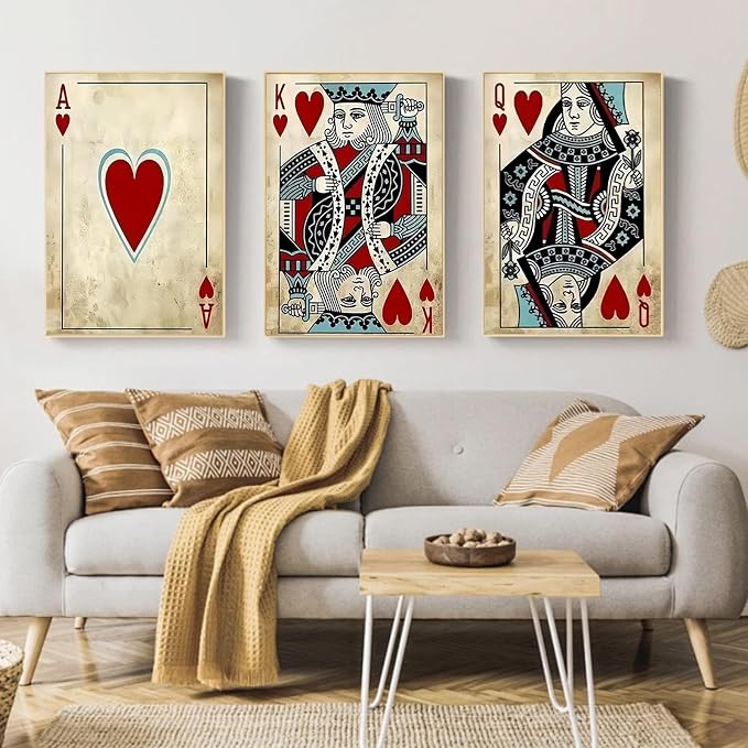 Mandun Poker Paint by Numbers Kit for Adults, 3 Pack, 7.8x11.8 inch | DIY Painting Kits Crafts for Adults, Relieve Stress, Frame Canvas, Wooden Easel, Gift Box, Home Wall Decor