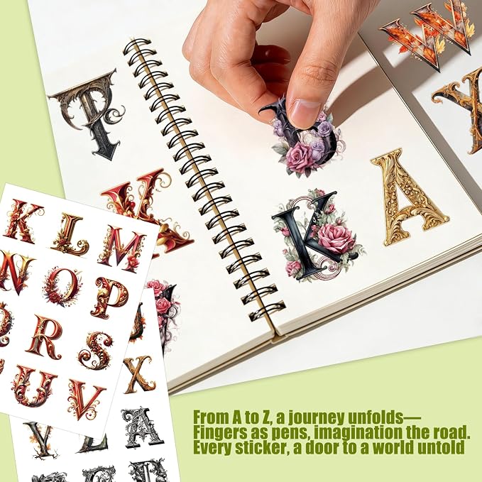 Alphabet Number Vinyl Stickers 50Sheets for Scrapbook Junk Journal Supplies