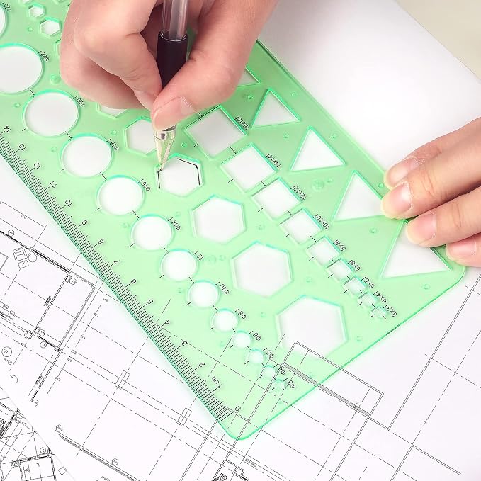 Tamaki Circle Template, Geometric Drawings Stencils, 2 Pack | Scale Drafting Digital Drawing Set for Office and School, Building Formwork Drawings Templates