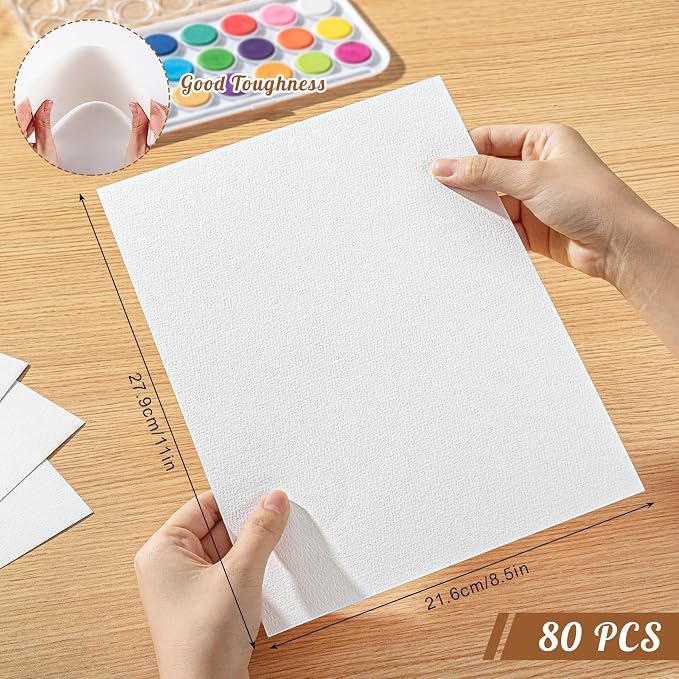 80 Sheets Watercolor Paper, Cold Press, 110 lb/230 GSM, 8.5 x 11 in