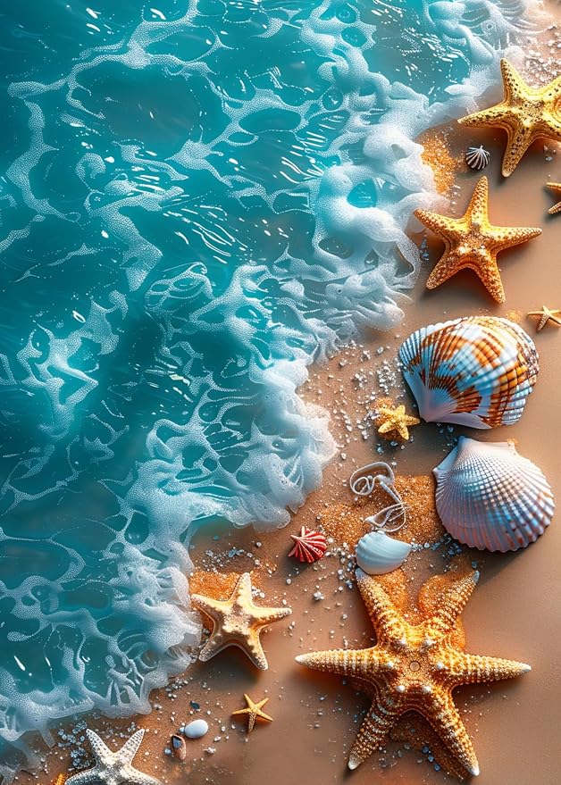 Beach Diamond Art Kits for Adults, 5D Diamond Painting Kits for Beginners