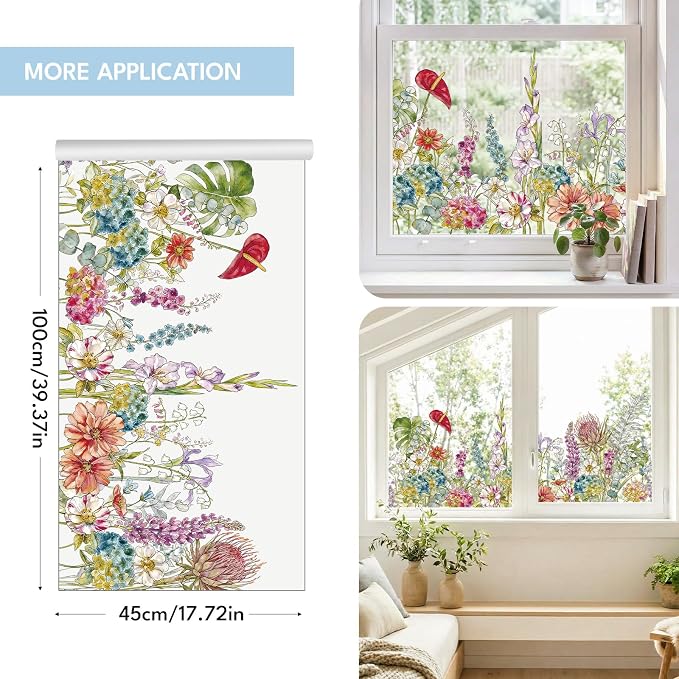 ADD.HERES Stained Glass Window Film, Window Film Decorative, 17.5 x 78.7 in