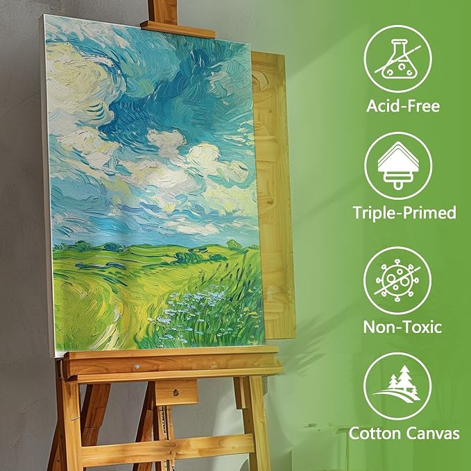FUMILE Canvas for Painting 24x36, 6 Pack Large Stretched Canvas for Painting-5/8 in Profile Primed White Blank Painting Canvas Value Pack for Oil & Acrylic Paint