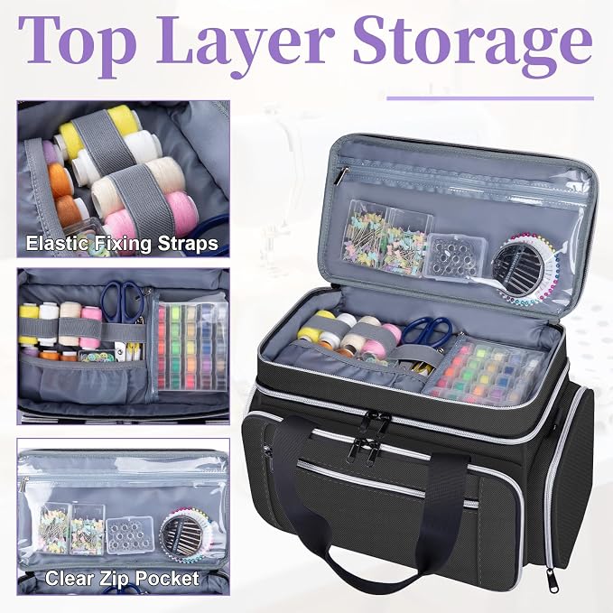 Anitor Sewing Supplies Organizer, Double Layer Sewing Storage Organizer