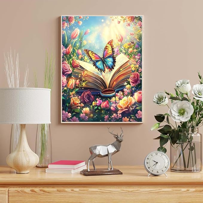 Book Paint by Numbers Kit for Adults, Paint by Number for Adults 16x20 Inch | Adult Paint by Number Kits on Canvas, DIY Acrylic Oil Easy Painting by Numbers for Home Wall Decor Frameless