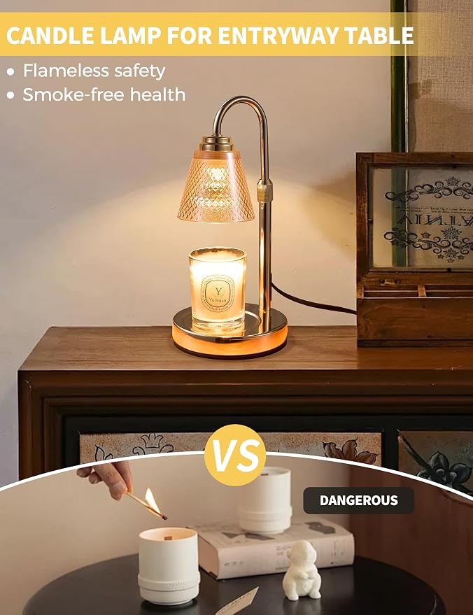 Candle Warmer Lamp with Timer Home Decor Birthday Gifts for Women Mom Her | Dimmable Candle Warmer for Jar Candles, Height Adjustable Wax Melt Warmer, Room Decor Desk Lamp, House Warming Gifts New Home