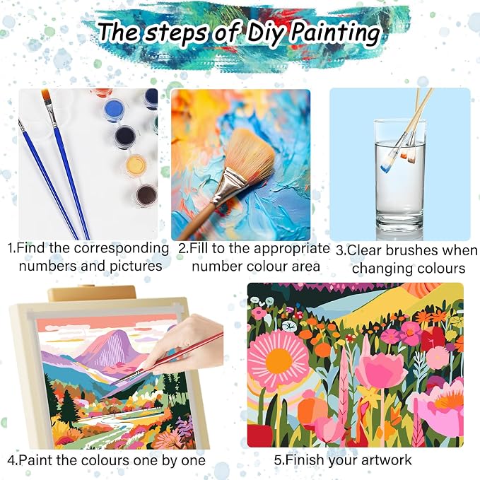 2 Pack Paint by Numbers Kit for Adults Beginners - 12x16 Inch DIY Painting with Numbers for Adults Mountains Kits on Canvas,Wander Painting by Number (Without Frame)