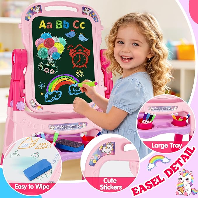 Kids Art Easel for Toddlers Age 3-4 Magnetic Double-Sided Drawing Board