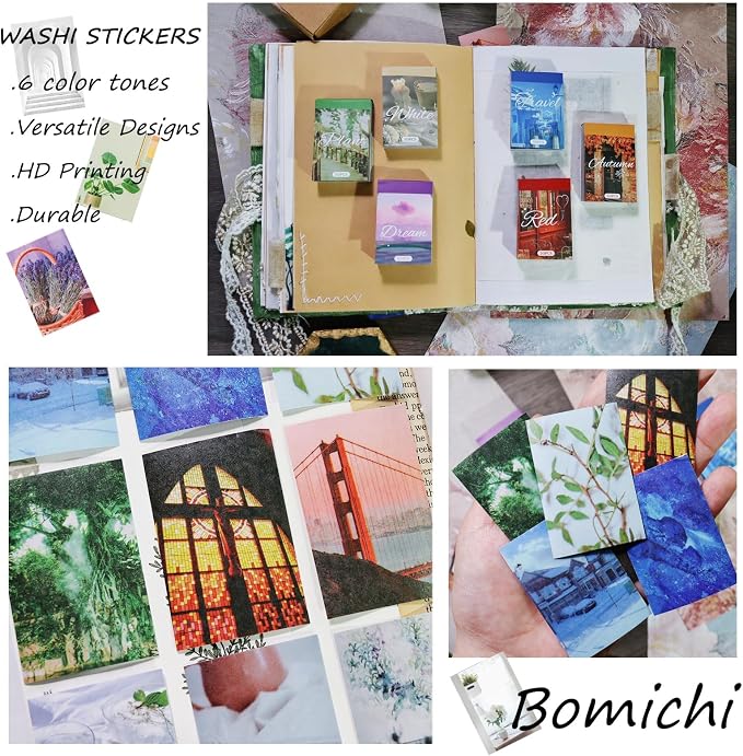 Washi Stickers, 6 Sets 300 Pcs Aesthetic Sticker Book