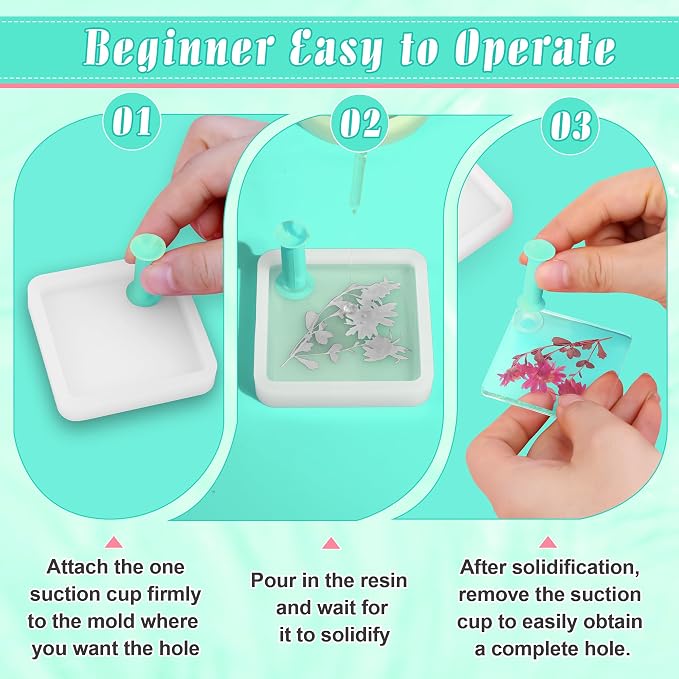 Luxiv 25P Resin Hole Makers, 5Sizes 2/3/4/6/8mm Silicone Mold Tool with Box | 25 Resin Hole Makers, Double-Side Suction, 5 Sizes And Storage Box, For Jewelry, Earrings, Bookmarks, Keychains, Resin Crafts
