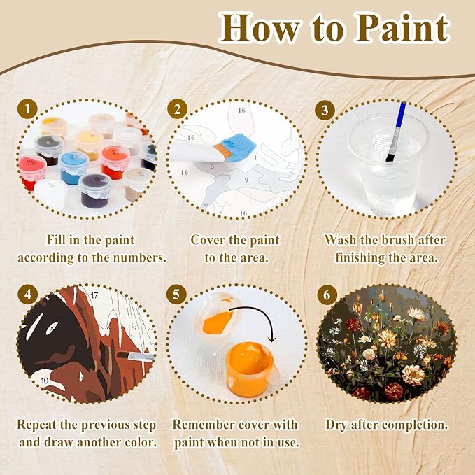 HMZephitiquc Paint by Numbers Flowers, Wildflowers Paint by Numbers for Adults, Flowers Painting by Numbers for Adults, Acrylic Oil DIY Crafts for Gift Home Decor 16x20 in