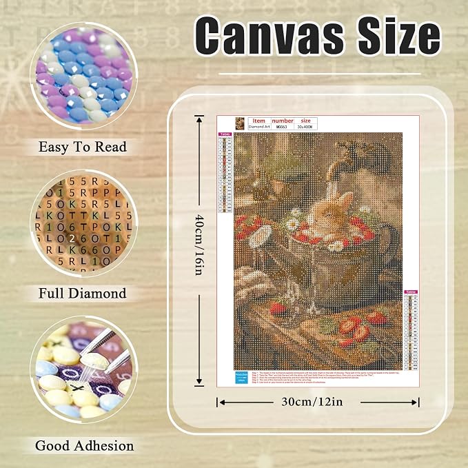 Amaieuin Rabbit Diamond Art Kits for Adults Beginners 12x16in