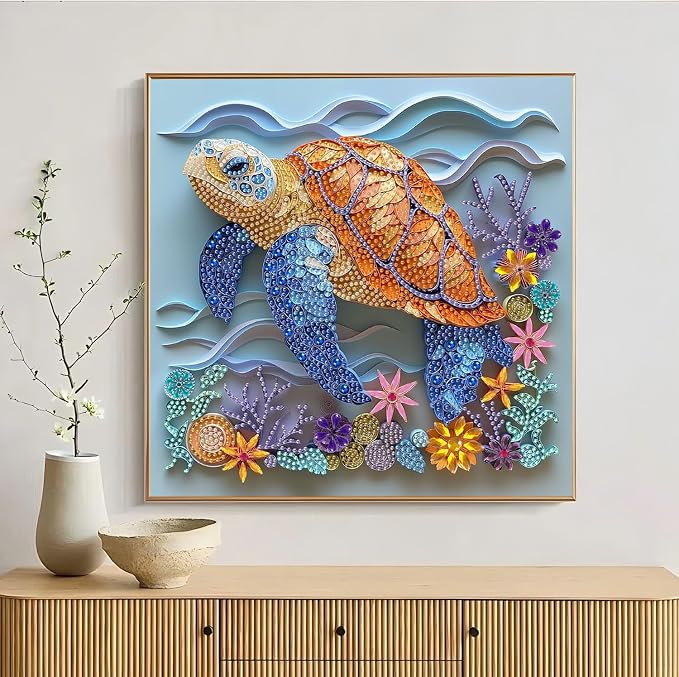 AIBOERL Diamond Art Kits for Adults，Turtle Special Shaped Diamond Painting | Special Shape Turtle Diamond Painting for Beginners DIY Rhinestone 5D Diamond dots(Gemstone Craft)Wall Art Gift 12x12IN