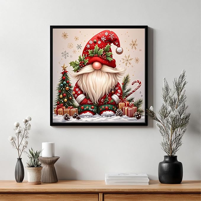 CRZMODE Christmas Paint by Numbers Kit for Adults, Gnome Paint by Numbers for Adults, Acrylic Painting Crafts for Home Decor Gift (16x16inch)