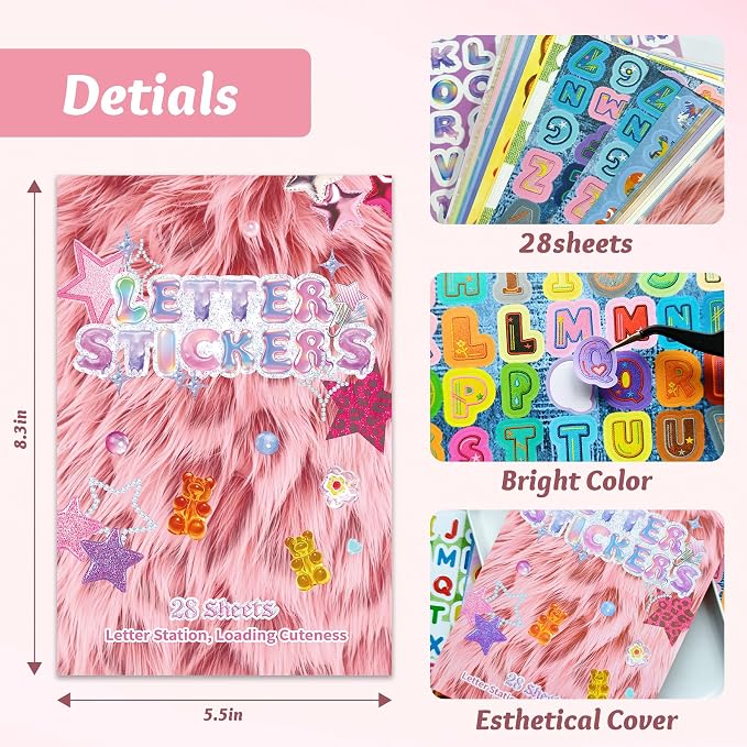1900+Pcs Alphabet Letter Stickers Book for Journal Scrapbook Stickers