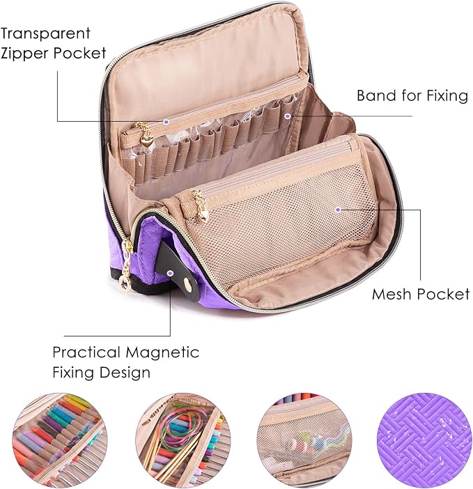MYBAGZING Empty Crochet Hook Case - Crochet Hook Organizer Case Stand Up (Upgraded) -Corchet Organizer - Crochet Hook Holder for Knitting & Crochet Supplies, Crochet Needles, Crochet Accessories
