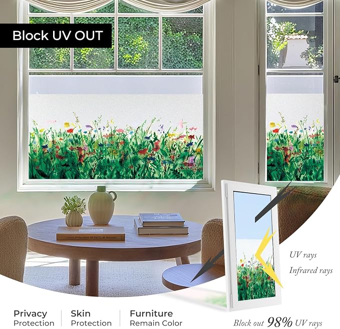 ADD.HERES Stained Glass Window Film, Window Film Decorative, 17.5 x 78.7 in