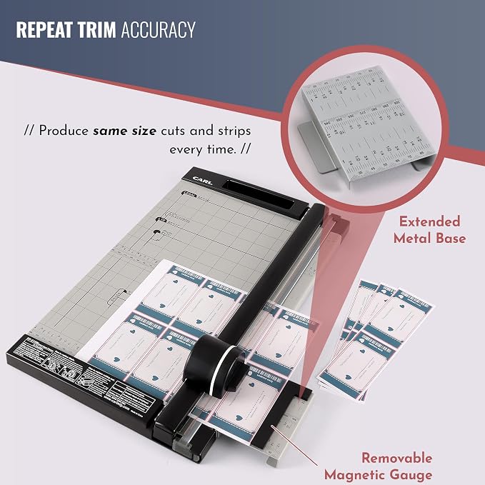 Carl, Professional Rotary Paper Trimmer 15-inch, 15 Sheet Cutting Capacity, Black and Silver