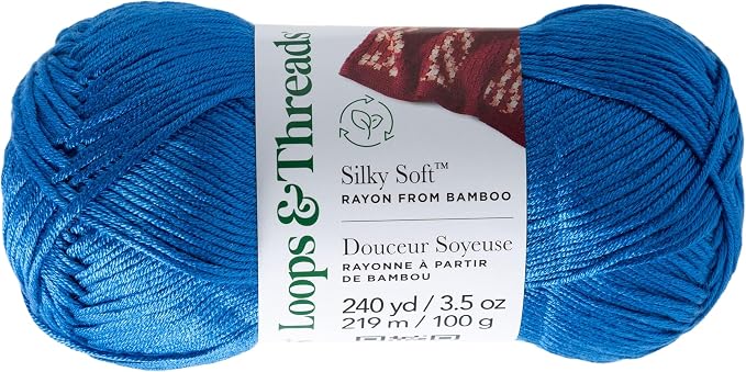 Loops & Threads Silky Soft Yarn - Yarn for Knitting, Crochet, Weaving, and Arts & Crafts - Blue, Bamboo, 3.5 oz