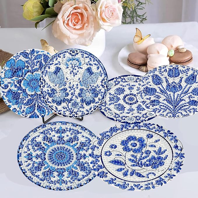 6 Pack Diamond Art Coasters Kits for Adults - Diamond Painting Coasters Kit
