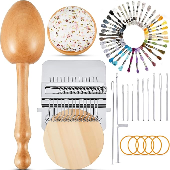 Jexine Speedweve Mini Darning Loom 14 Hooks Darning Egg for Socks Kit