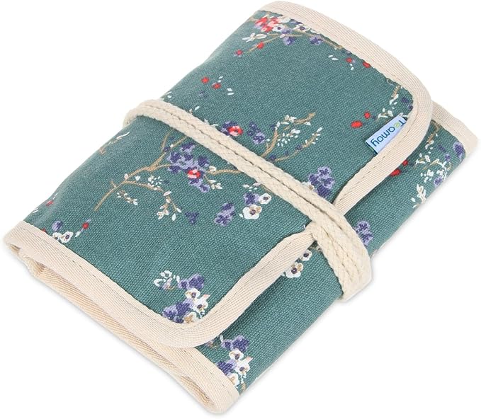 Teamoy Crochet Hook Case Organizer, Crochet Hook Roll Bag, Plum Flowers