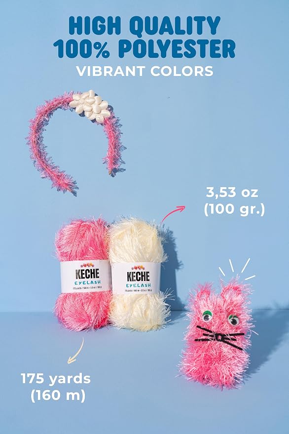 Eyelash Fun Fur Yarn - Premium Soft Crochet Yarn DIY Hand Knitting 100% Polyester 175 Yds 3.53 Oz - Salmon