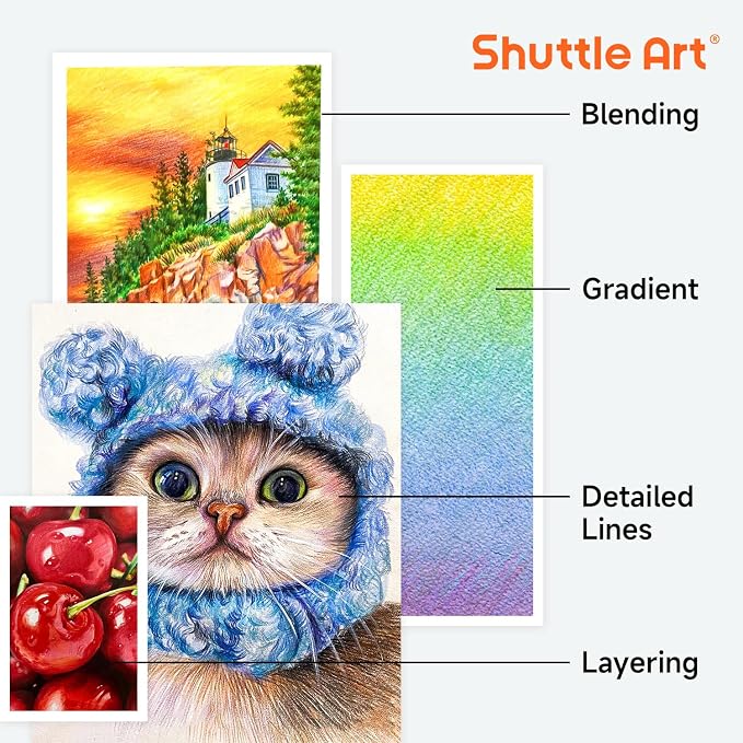 Shuttle Art 174 Colored Pencils for Adults, Soft Core Coloring Pencils Set with 1 Coloring Book, 1 Sketch Pad, 4 Sharpener, 2 Pencil Extender, Perfect for Artists Kids Adults, Drawing