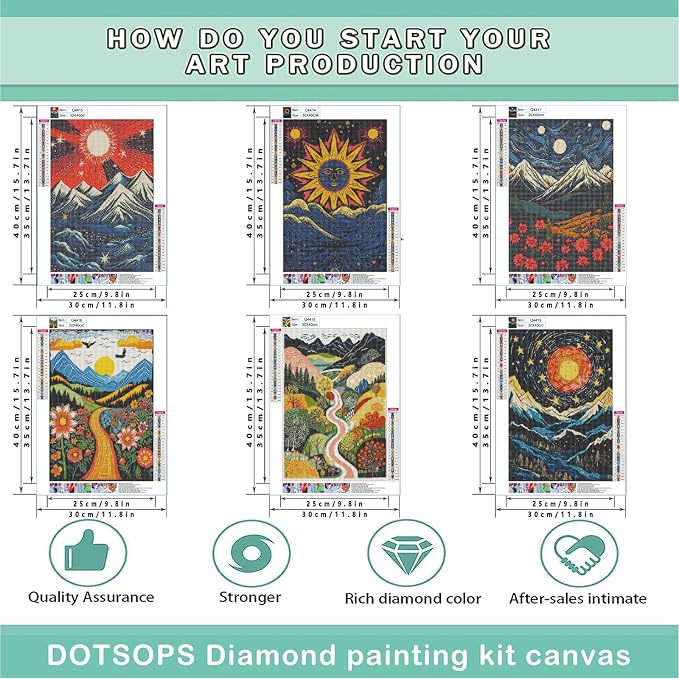 DOTSOPS 6 Pack Landscape Abstract Diamond Painting Kits Art Adults | Painting Kit,Crafts DIY 5D Diamond Art Packs Kits.Full for Adults Beginner,Home Wall Decoration Gift 11.8 x 15.7 Inches
