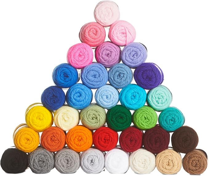 Red Heart Mega Craft Kit, Yarn for Crocheting and Knitting | #4 Medium Worsted Weight 100% Acrylic Yarn Kit for Amigurumi Projects, 36 Colors, 93 yards, 50g/1.7oz