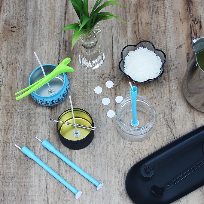 CandMak Candle Wick Kit - 60 Cotton Wicks with Candle Making Tools (Thin 4"+6"+8")