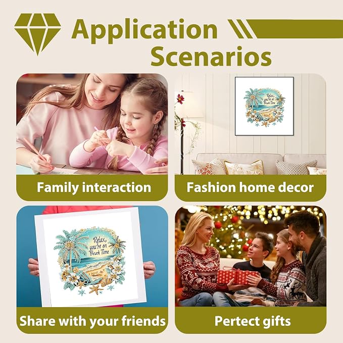 Beach Diamond Art Kits for Adults Special Shape Diamond Painting