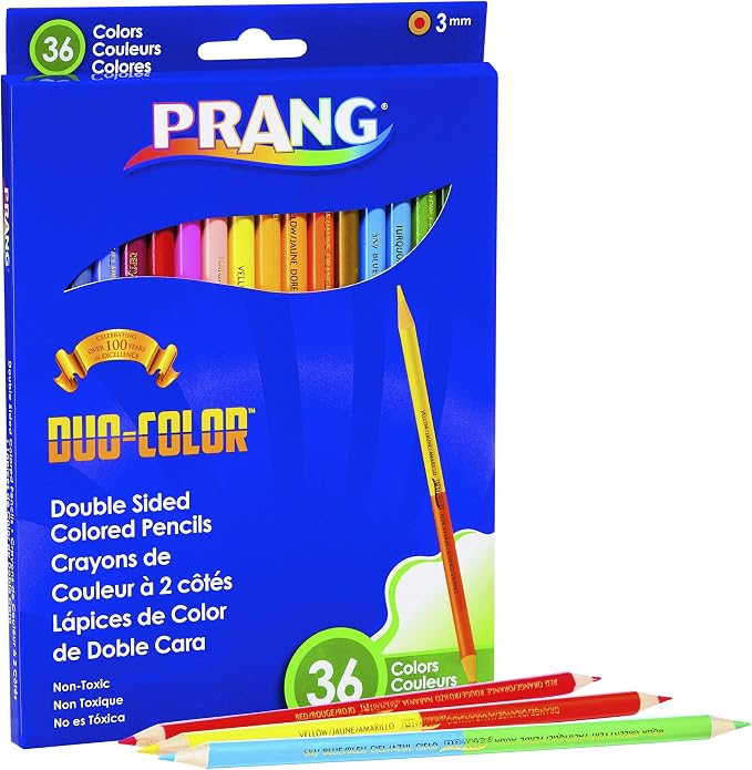 Prang Duo-Color Colored Pencil Sets, 3 Mm, 2b (#1), Assorted Lead/barrel Colors, 18/pack