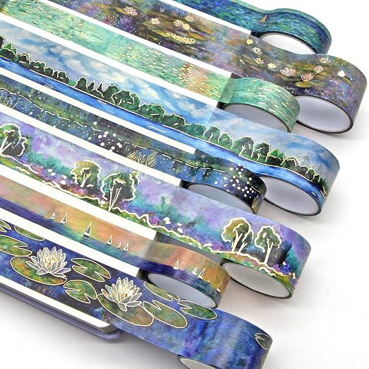 27 Rolls Washi Tape Set - Monet Gold Foil Vintage Decorative Masking Tape,Adhesive Craft Tapes for Scrapbooking Supplies,Journaling Supplies,Diy Crafts,Junk Journal Supplies, School Supplies