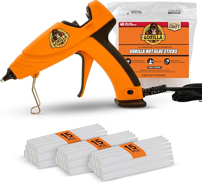 Gorilla Hot Glue Gun Kit, Dual Temp, Includes 45 Sticks