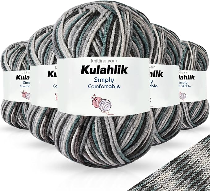 250g(5x50g) Acrylic Yarn for Crochet/Knitting, Colorful Gradient Yarn Thread, 5 Rolls Skeins, Perfect for Any Knitting Crochet and Crafts Mini Project
